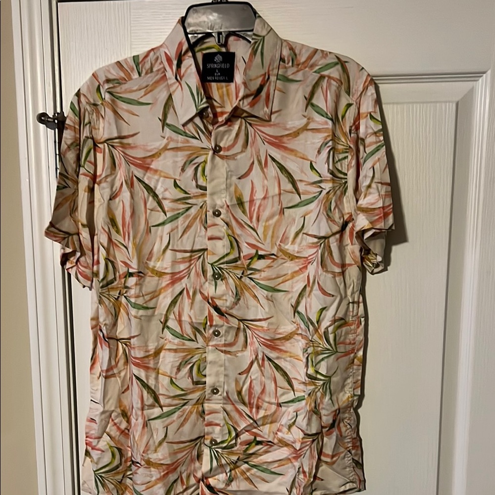 Springfield Men's Multicolor Tropical Shirt 100% Rayon.  SUMMER EVENTS NWT